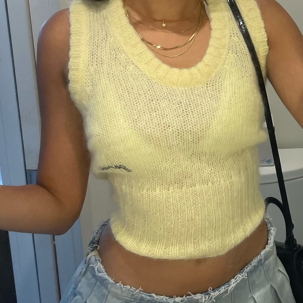 Ganni Yellow Knit Sleeveless Top
